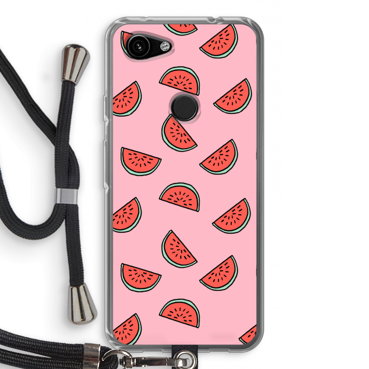 Watermeloen: Pixel 3a Transparant Hoesje met koord