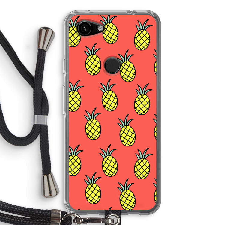 Ananas: Pixel 3a Transparant Hoesje met koord