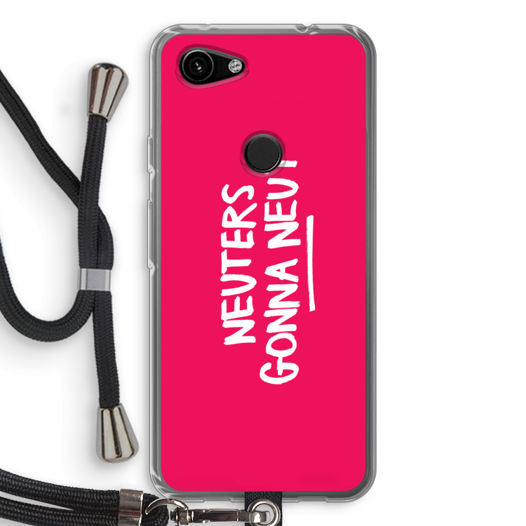 Neuters (roze): Pixel 3a Transparant Hoesje met koord