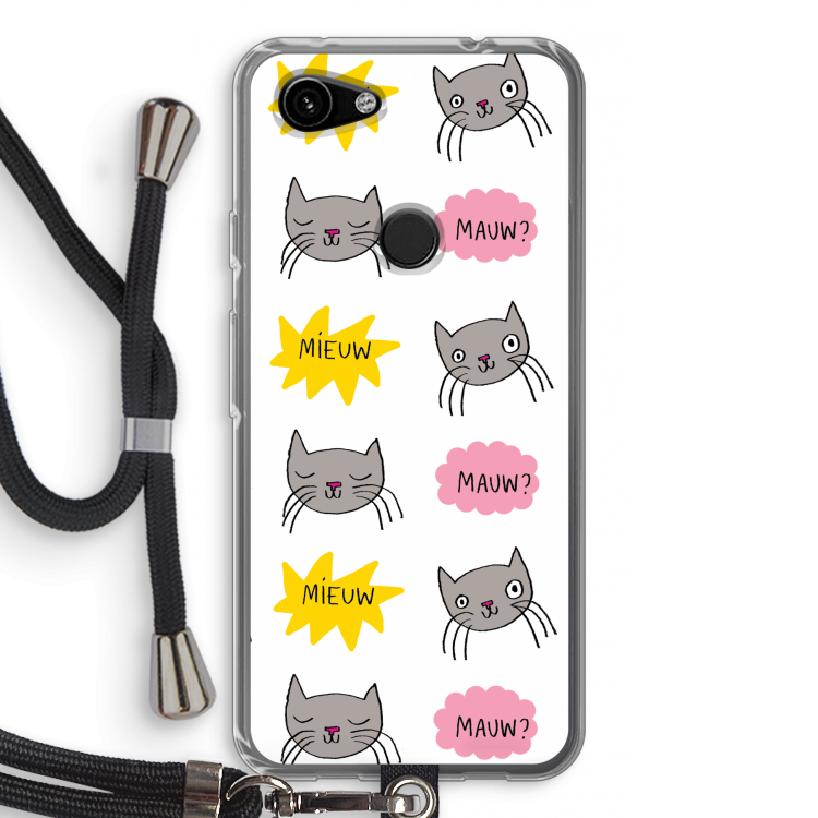 Meow: Pixel 3a Transparant Hoesje met koord