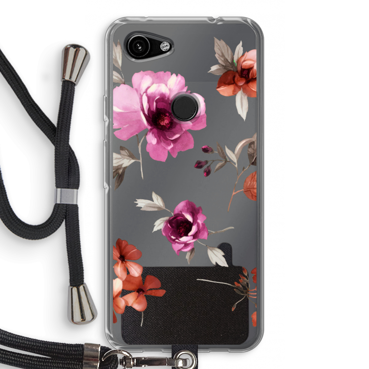 Geschilderde bloemen: Pixel 3a Transparant Hoesje met koord