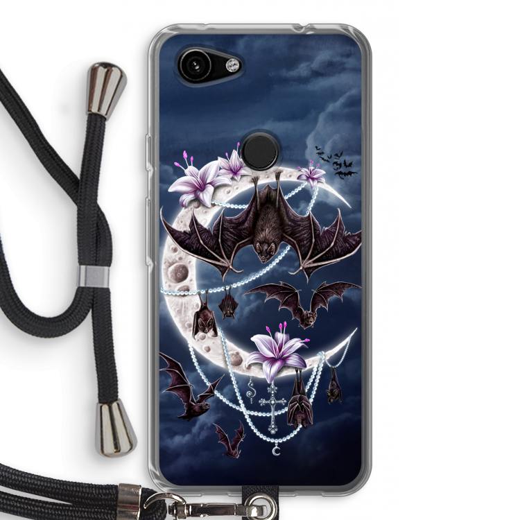 Vleermuizen Maan: Pixel 3a Transparant Hoesje met koord