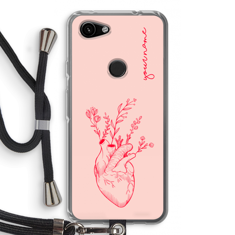 Blooming Heart: Pixel 3a Transparant Hoesje met koord
