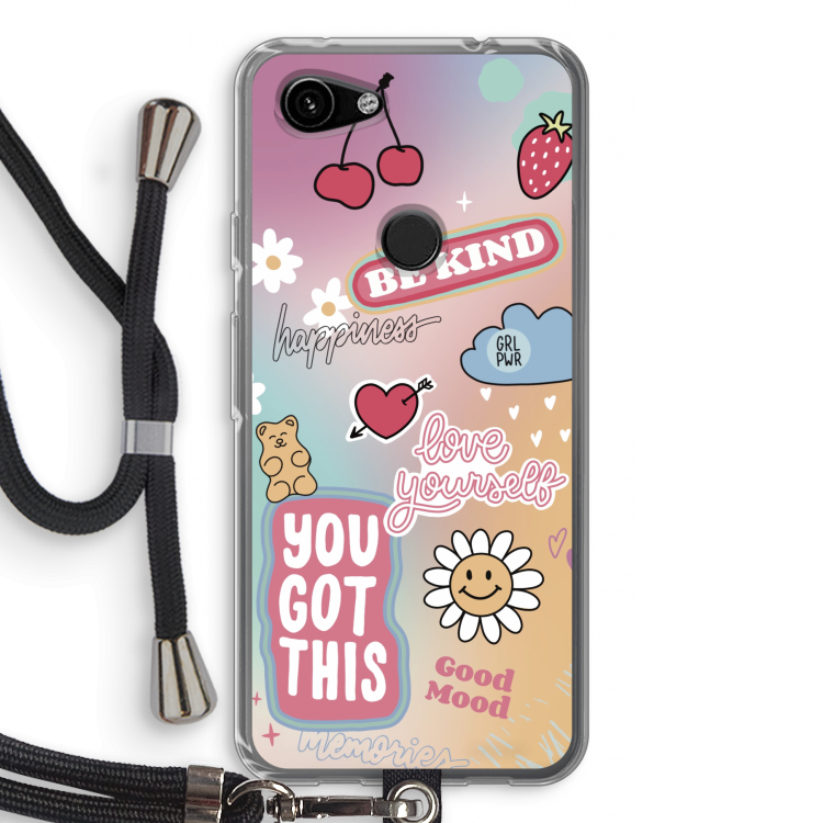 Positivity: Pixel 3a Transparant Hoesje met koord