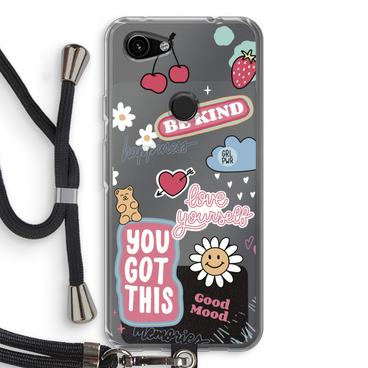 Positivity: Pixel 3a Transparant Hoesje met koord