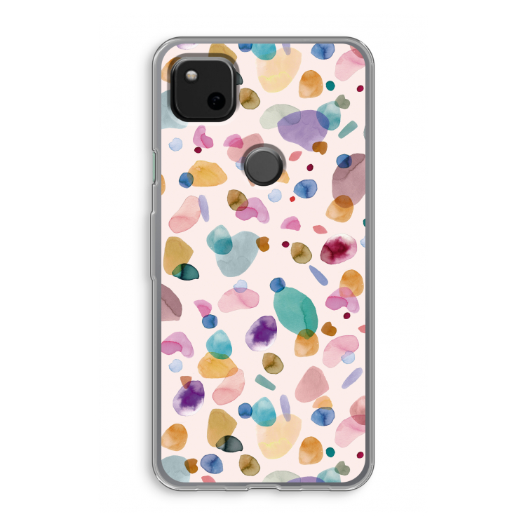 Terrazzo Memphis Pink: Google Pixel 4a Transparant Hoesje
