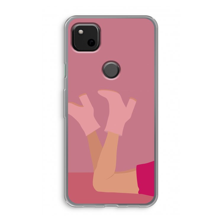 Pink boots: Google Pixel 4a Transparant Hoesje