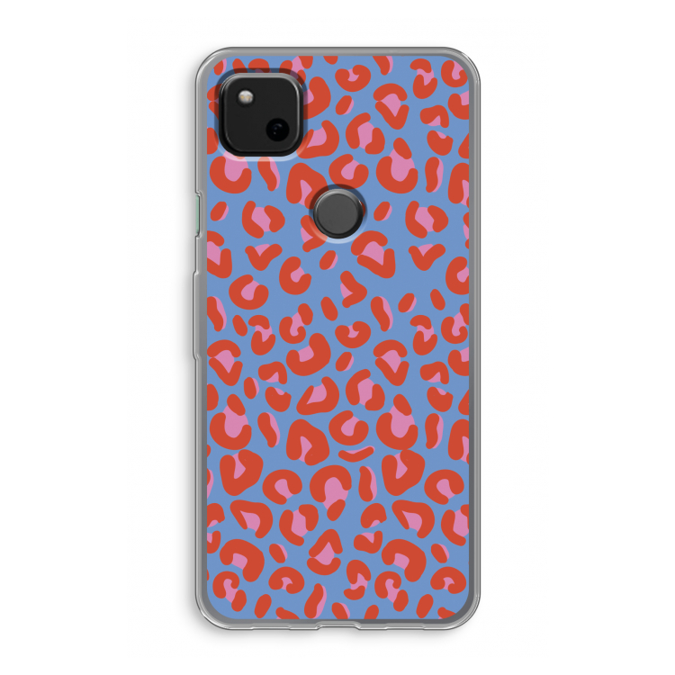 Leopard blue: Google Pixel 4a Transparant Hoesje