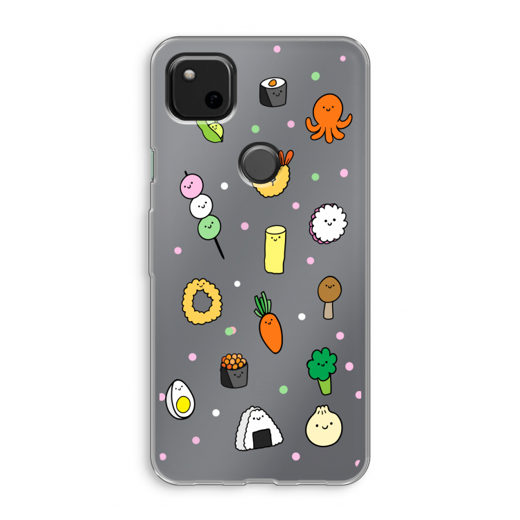 Happy bento friends: Google Pixel 4a Transparant Hoesje