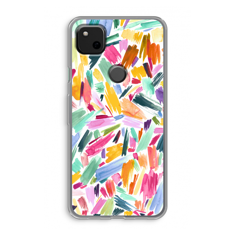 Watercolor Brushstrokes: Google Pixel 4a Transparant Hoesje
