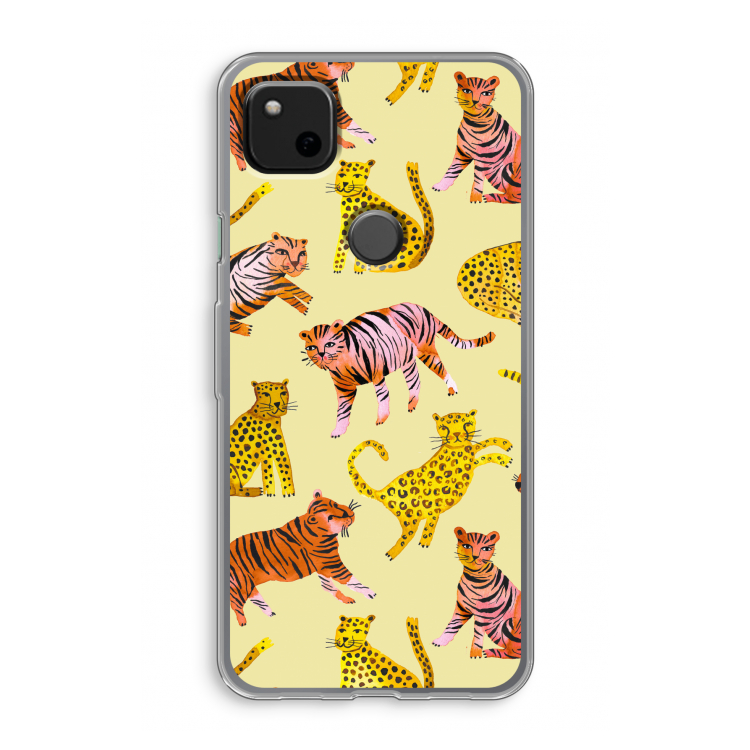 Cute Tigers and Leopards: Google Pixel 4a Transparant Hoesje