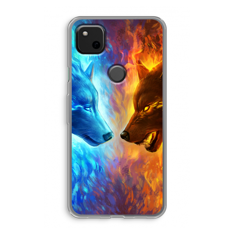 Fire & Ice: Google Pixel 4a Transparant Hoesje