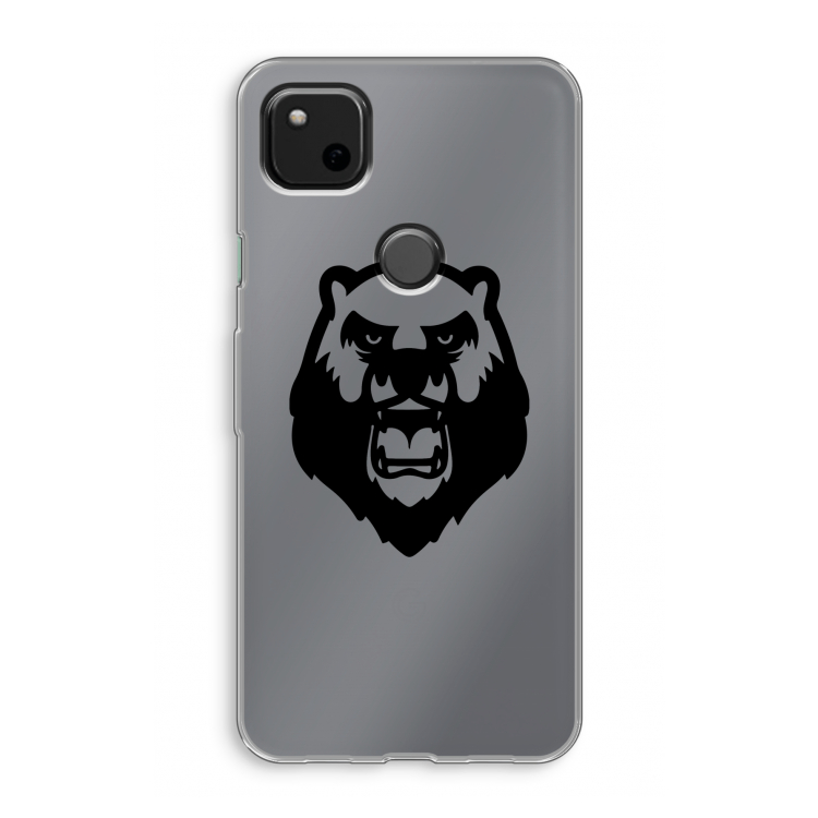 Angry Bear (black): Google Pixel 4a Transparant Hoesje
