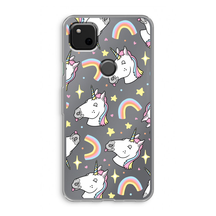 Rainbow Unicorn: Google Pixel 4a Transparant Hoesje