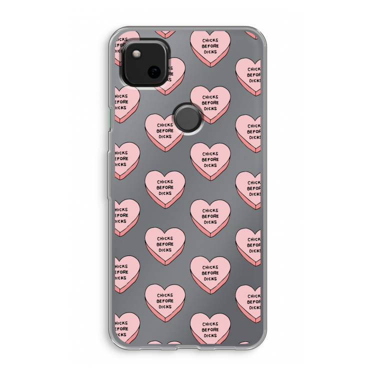 Chicks before dicks: Google Pixel 4a Transparant Hoesje