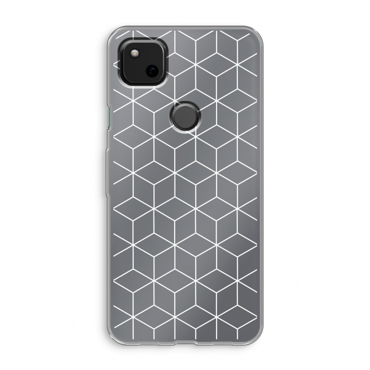 Zwart-witte kubussen: Google Pixel 4a Transparant Hoesje