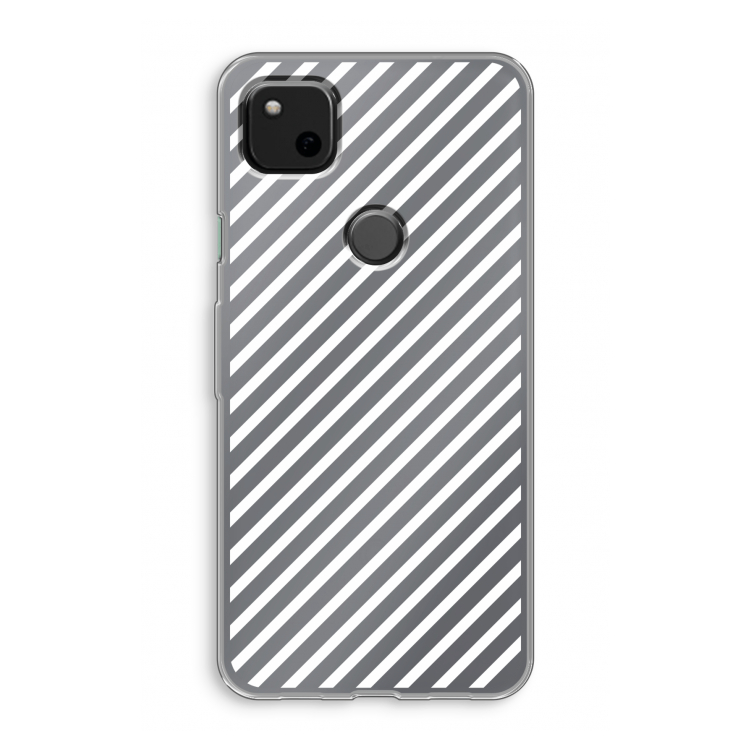 Strepen zwart-wit: Google Pixel 4a Transparant Hoesje