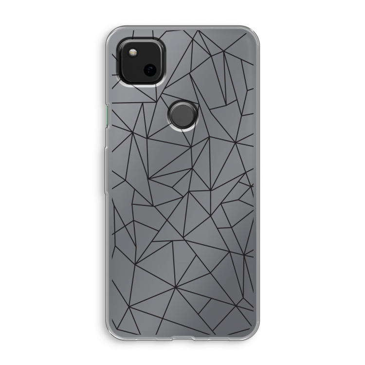 Geometrische lijnen zwart: Google Pixel 4a Transparant Hoesje