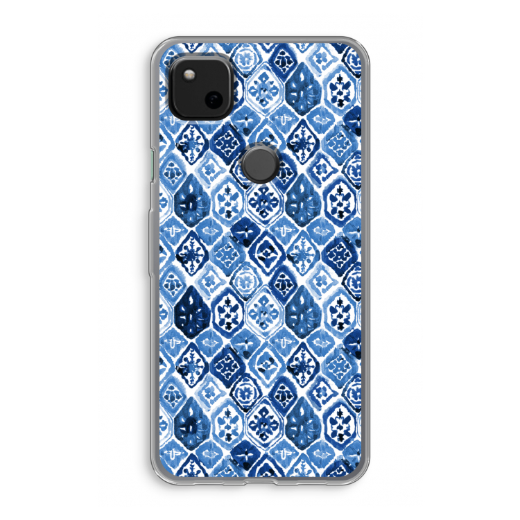 Blauw motief: Google Pixel 4a Transparant Hoesje