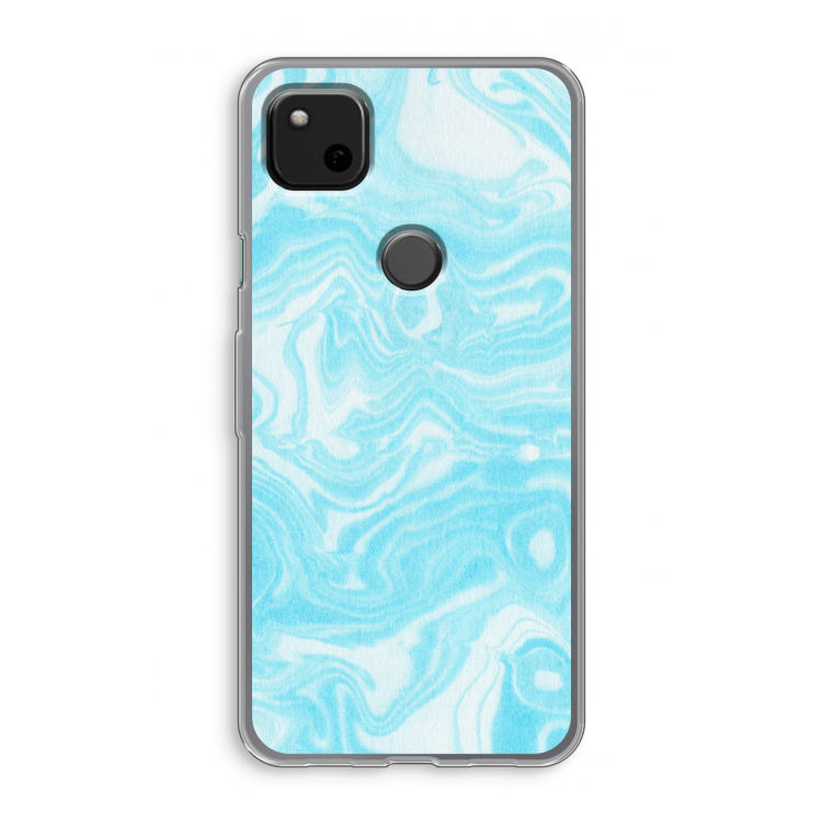 Waterverf blauw: Google Pixel 4a Transparant Hoesje