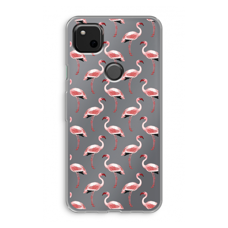 Flamingoprint groen: Google Pixel 4a Transparant Hoesje