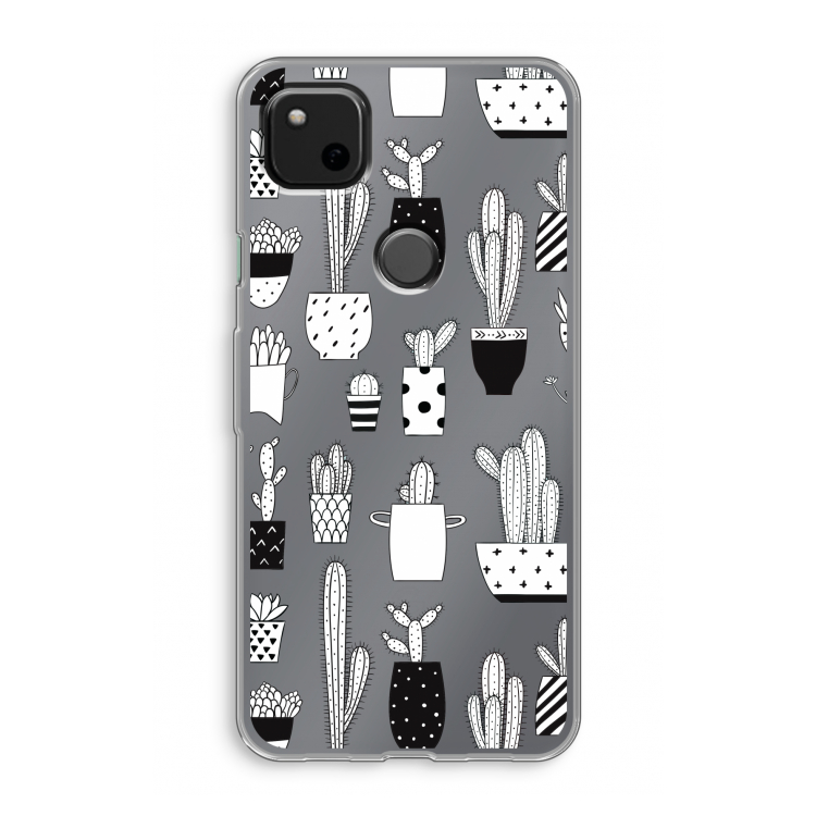 Cactusmotief: Google Pixel 4a Transparant Hoesje