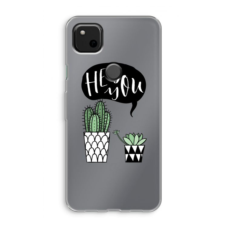 Hey you cactus: Google Pixel 4a Transparant Hoesje
