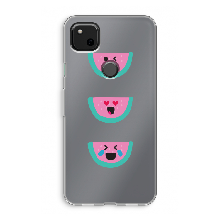 Smiley watermeloen: Google Pixel 4a Transparant Hoesje