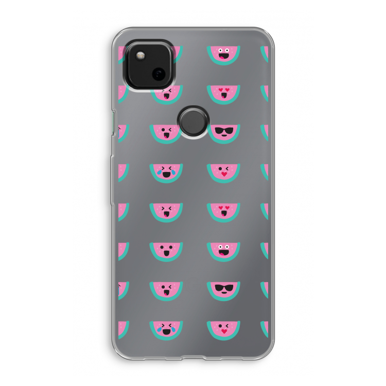 Smiley watermeloenprint: Google Pixel 4a Transparant Hoesje