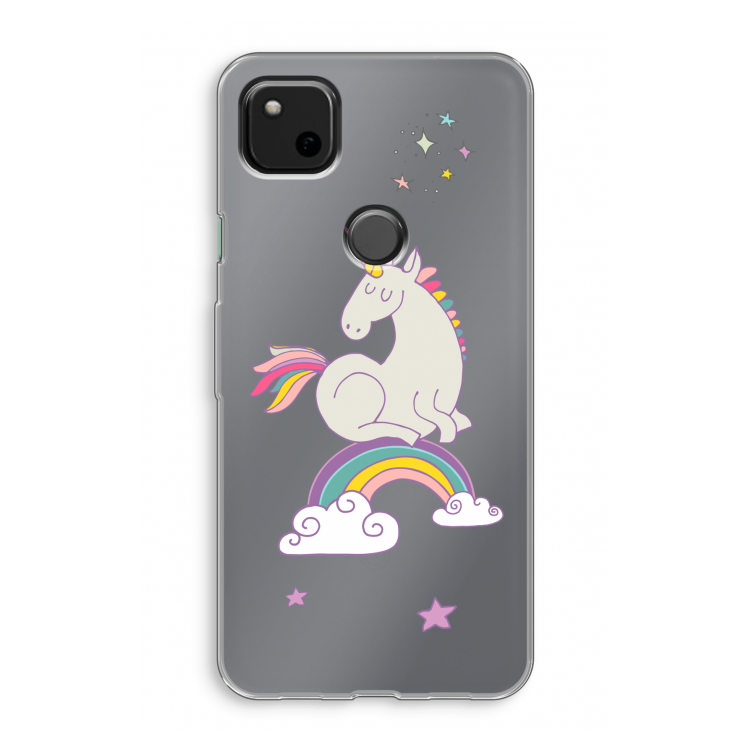 Regenboog eenhoorn: Google Pixel 4a Transparant Hoesje