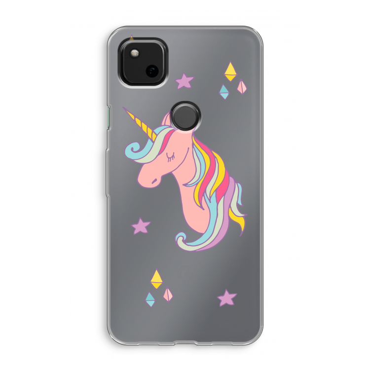 Roze eenhoorn: Google Pixel 4a Transparant Hoesje