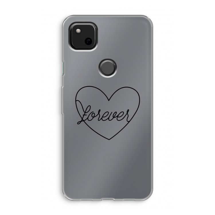 Forever heart black: Google Pixel 4a Transparant Hoesje