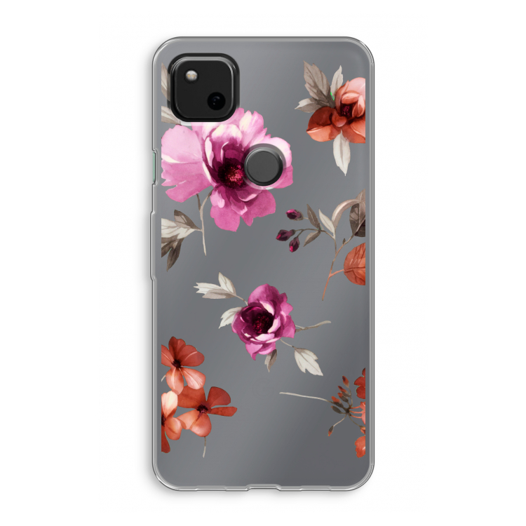 Geschilderde bloemen: Google Pixel 4a Transparant Hoesje
