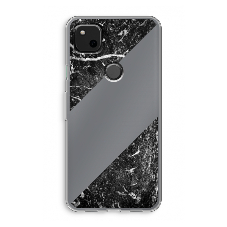 Zwart marmer: Google Pixel 4a Transparant Hoesje