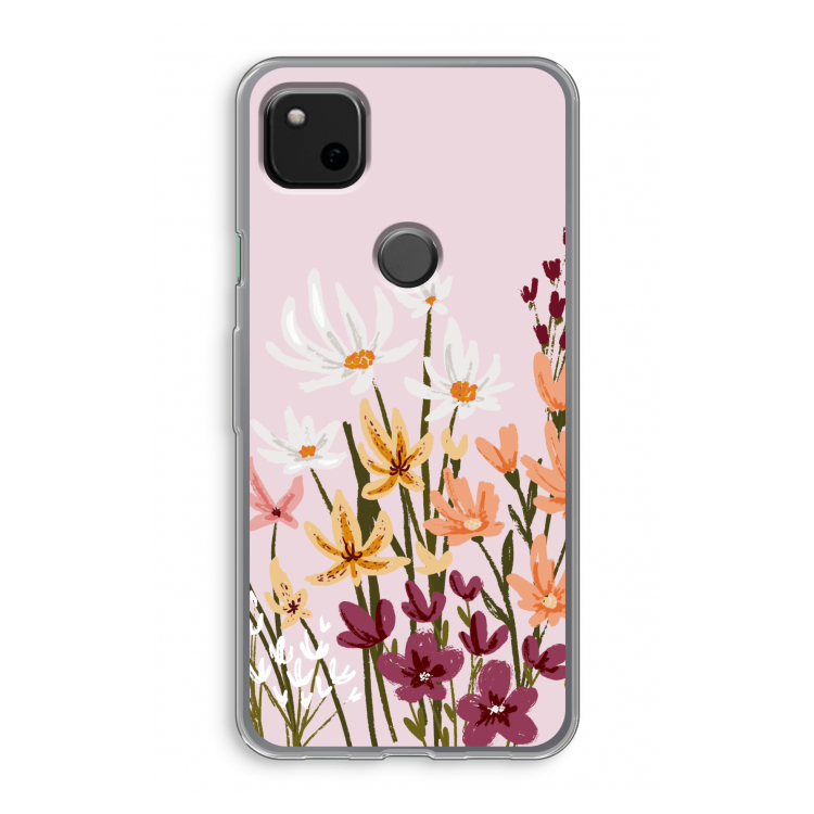Painted wildflowers: Google Pixel 4a Transparant Hoesje