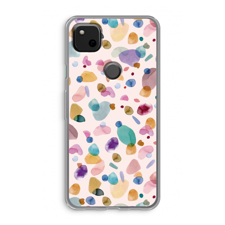 Terrazzo Memphis Pink: Google Pixel 4a Transparant Hoesje