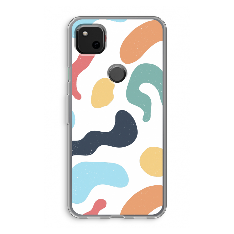 Memphis Shapes Blue: Google Pixel 4a Transparant Hoesje