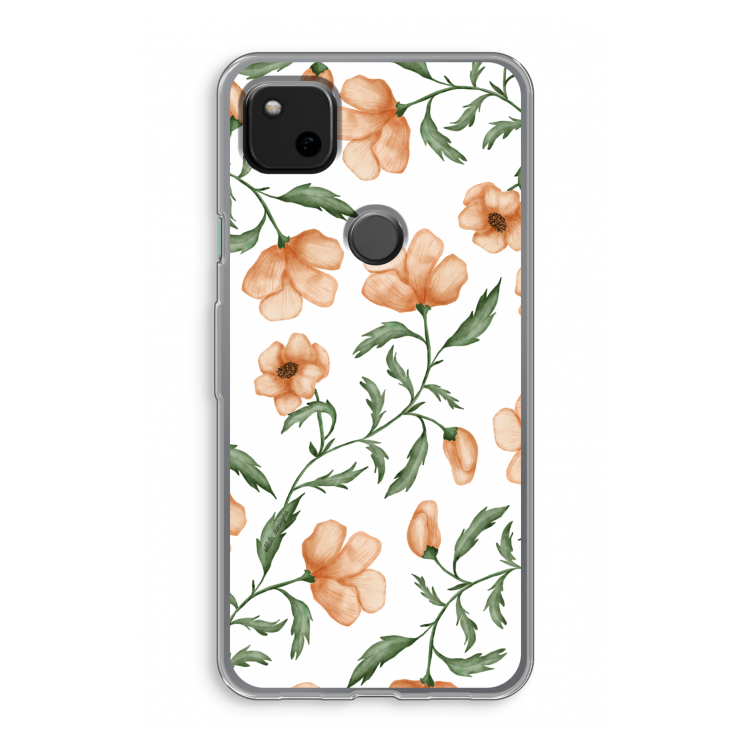 Peachy flowers: Google Pixel 4a Transparant Hoesje