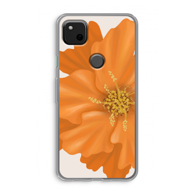 Orange Ellila flower: Google Pixel 4a Transparant Hoesje