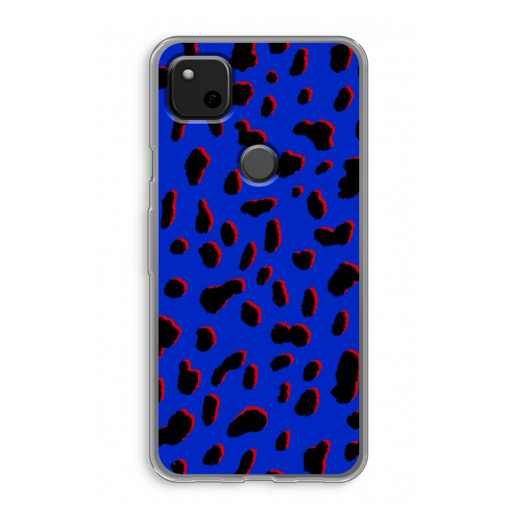 Blue Leopard: Google Pixel 4a Transparant Hoesje