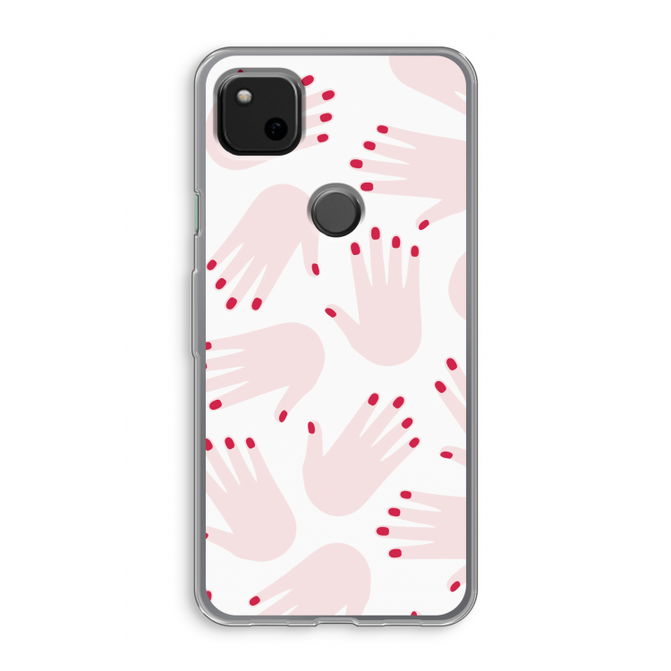 Hands pink: Google Pixel 4a Transparant Hoesje