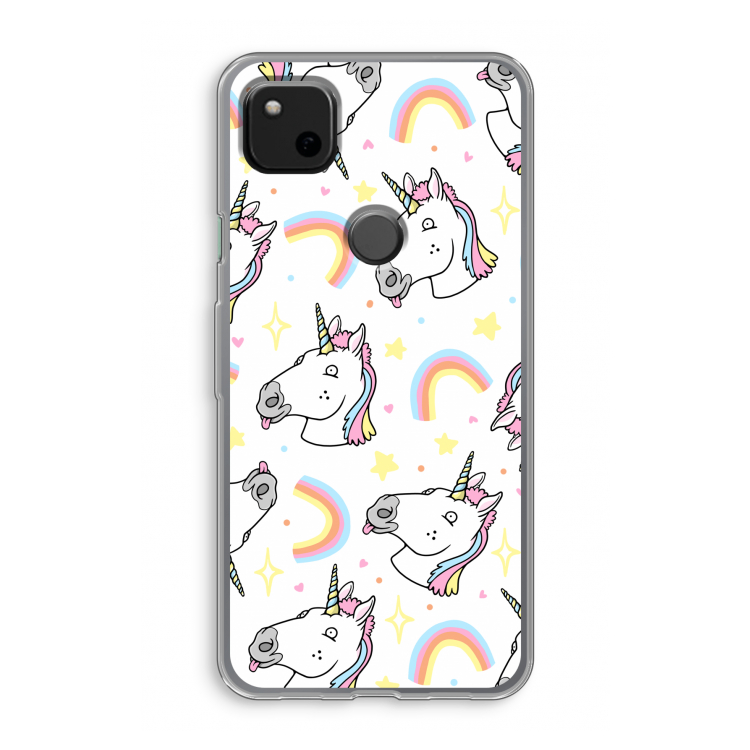 Rainbow Unicorn: Google Pixel 4a Transparant Hoesje