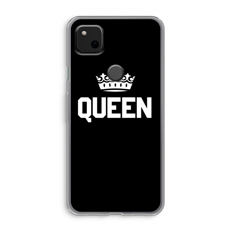 Queen zwart: Google Pixel 4a Transparant Hoesje