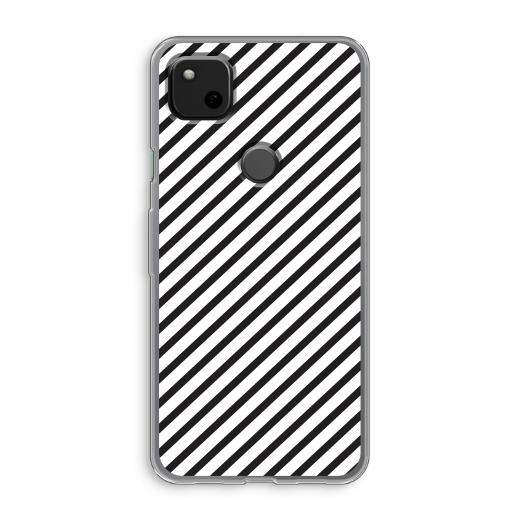 Strepen zwart-wit: Google Pixel 4a Transparant Hoesje