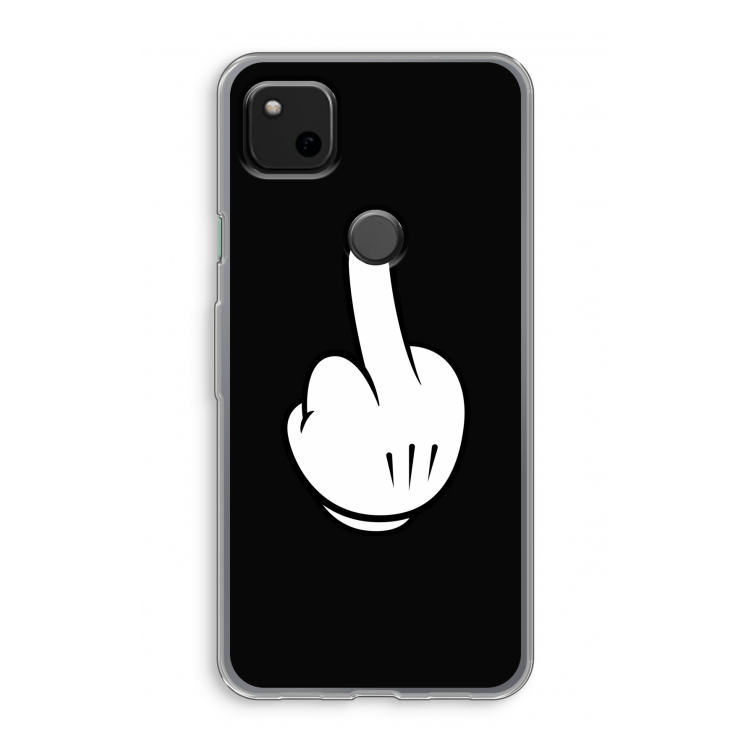 Middle finger black: Google Pixel 4a Transparant Hoesje