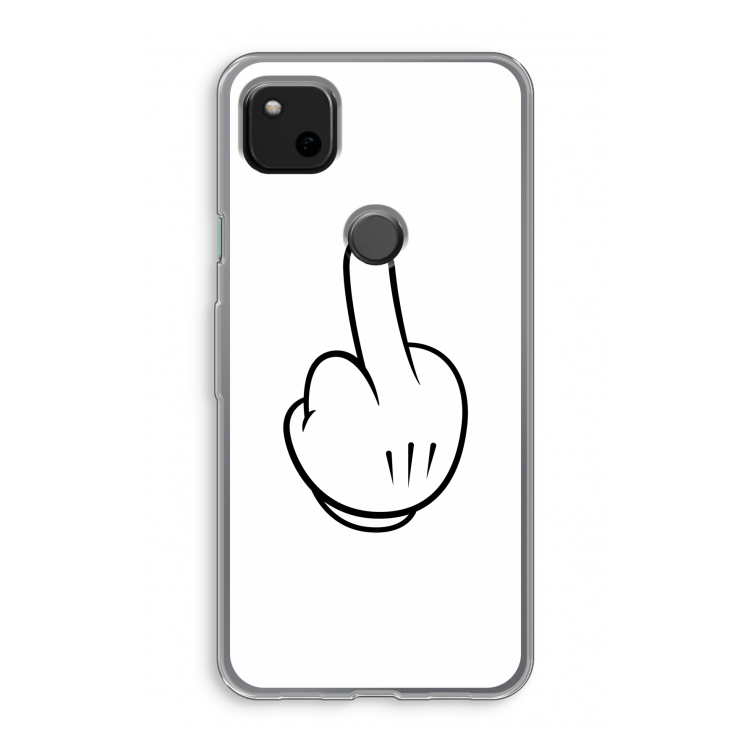 Middle finger white: Google Pixel 4a Transparant Hoesje