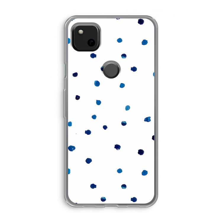 Blauwe stippen: Google Pixel 4a Transparant Hoesje