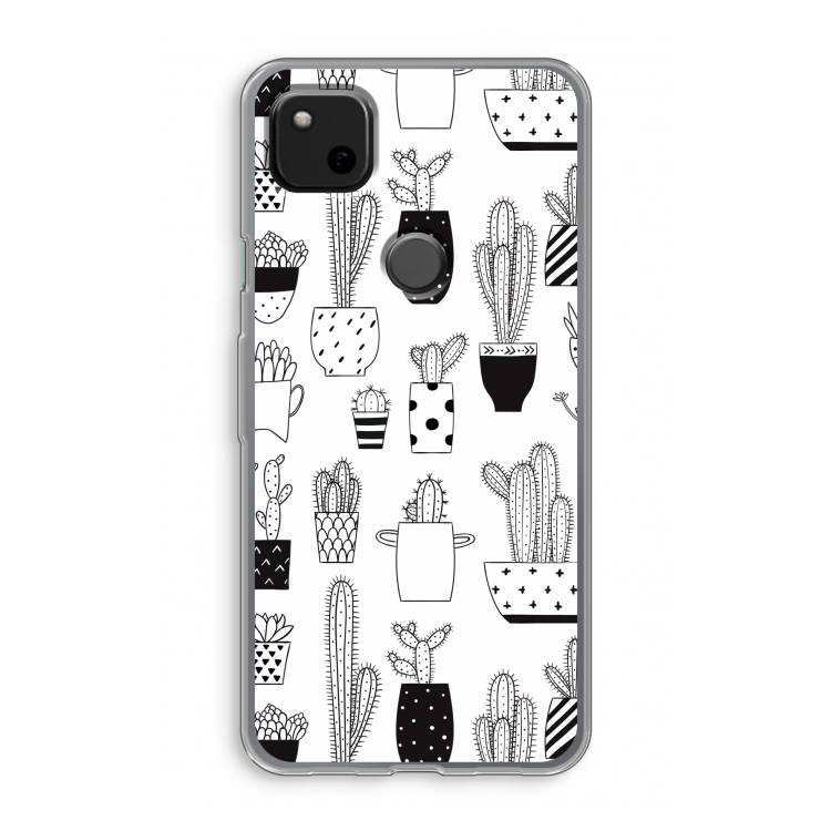 Cactusmotief: Google Pixel 4a Transparant Hoesje