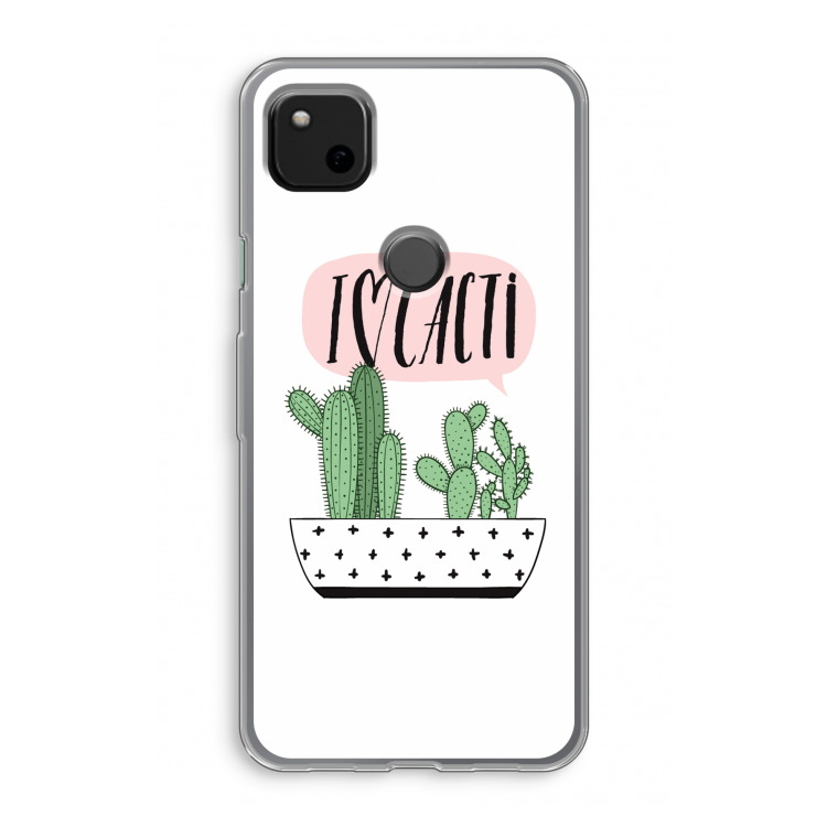 I love cacti: Google Pixel 4a Transparant Hoesje