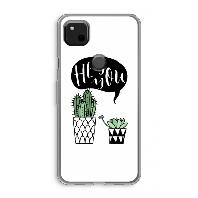 Hey you cactus: Google Pixel 4a Transparant Hoesje
